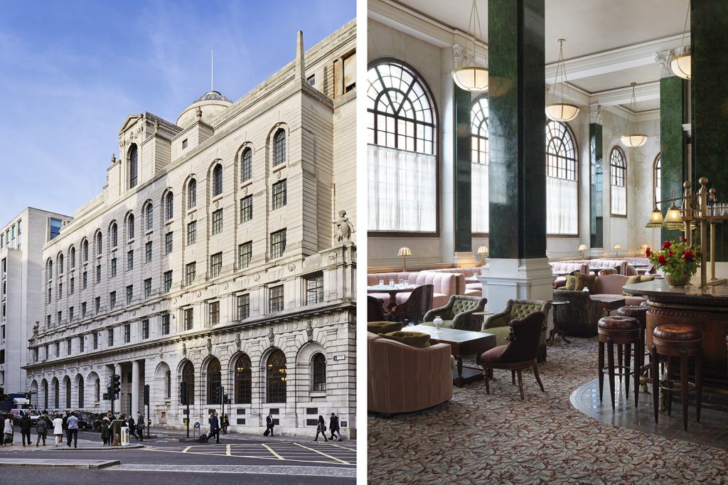 Historic Corinthian-columns at The Ned hotel