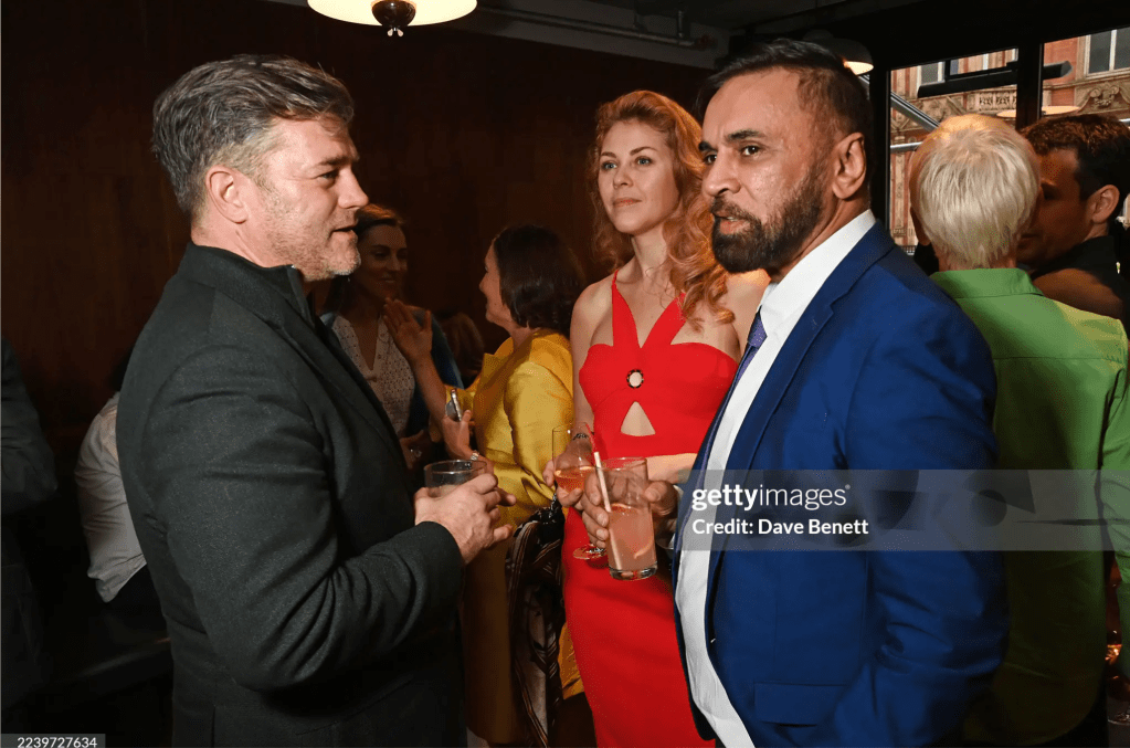 LONDON, ENGLAND - OCTOBER 10: (L to R) Lawrence Atkinson, Kristina Moskalenko and Kemal Akhtar attend a special event celebrating "Wicked: For Good" with Jon M. Chu and the BFI during the London Film Festival at Toklas on October 10, 2025 in London, England. (Photo by Dave Benett/Getty Images for Universal Pictures)